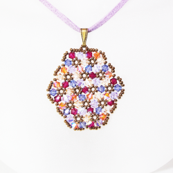 Pendant 40cm - Terence Oval-Mauve Suedine - Pendant 40cm - Laiton bronze